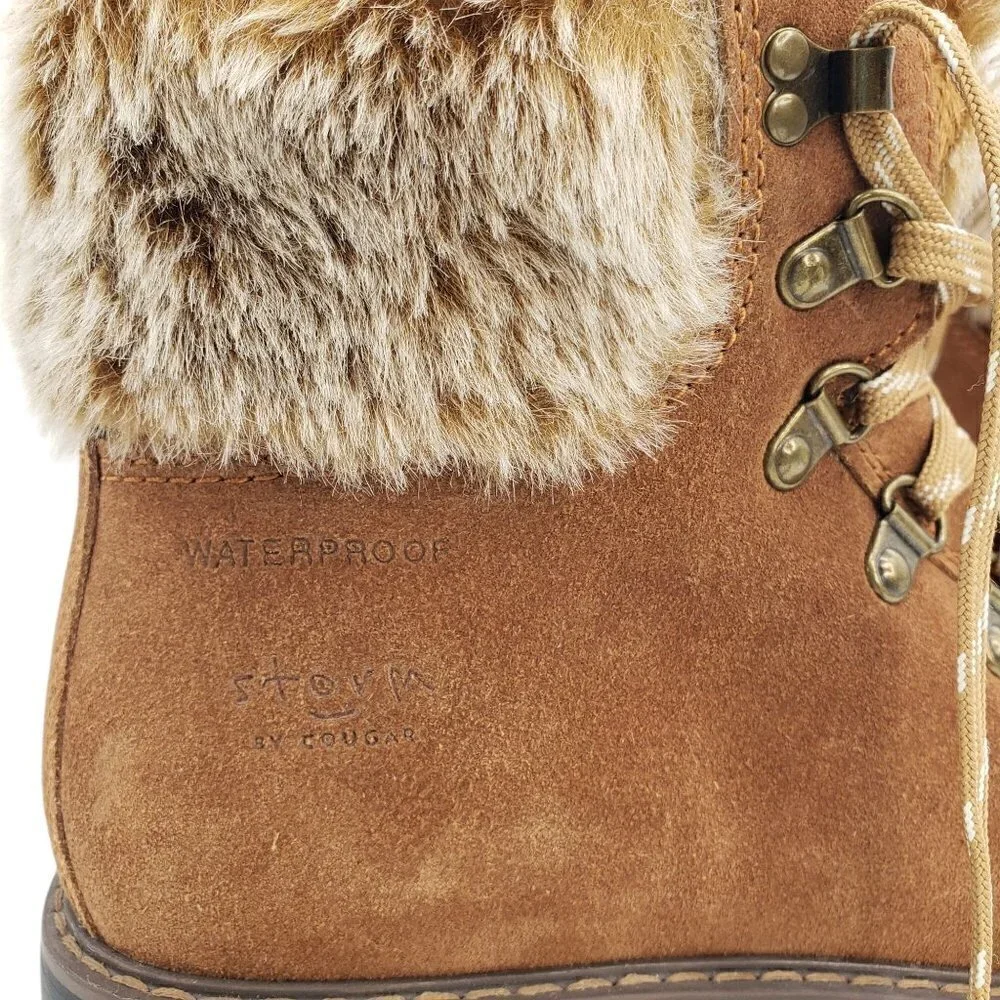 NWT Cougar Waterproof Insulated Heavy Duty Leather Winter Snow Boot Fur Trim